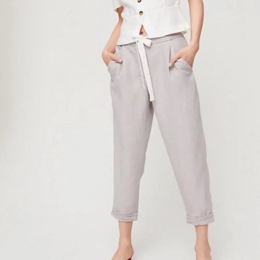 Wilfred Linen Blend Cropped Grey Lightweight Pants Size 4